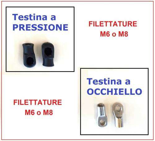 Testine a Occhiello o a Pressione per Pistoni a Gas, Filettatura M6 o M8