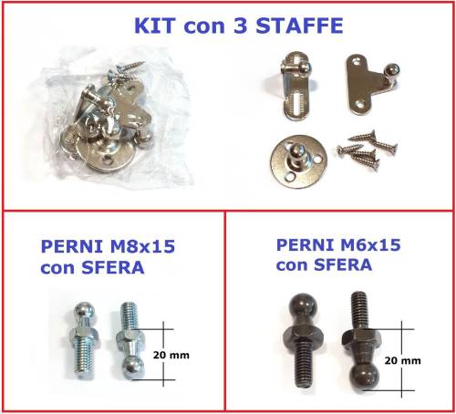 STAFFE e PERNI con SFERA diametro 10 mm per Pistoni a Gas - Accessori Pistone