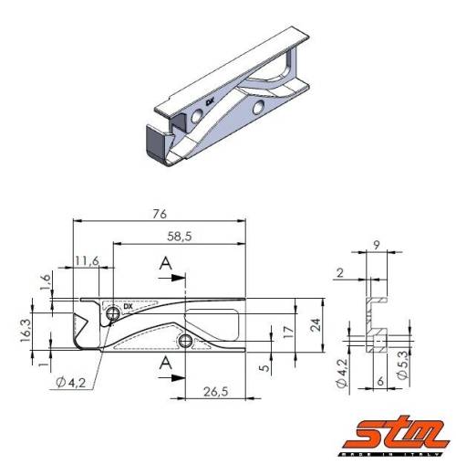 CUNEO ANTIRIBALTAMENTO IN PLASTICA Destro o Sinistro + 2 RIVETTI PLASTICA